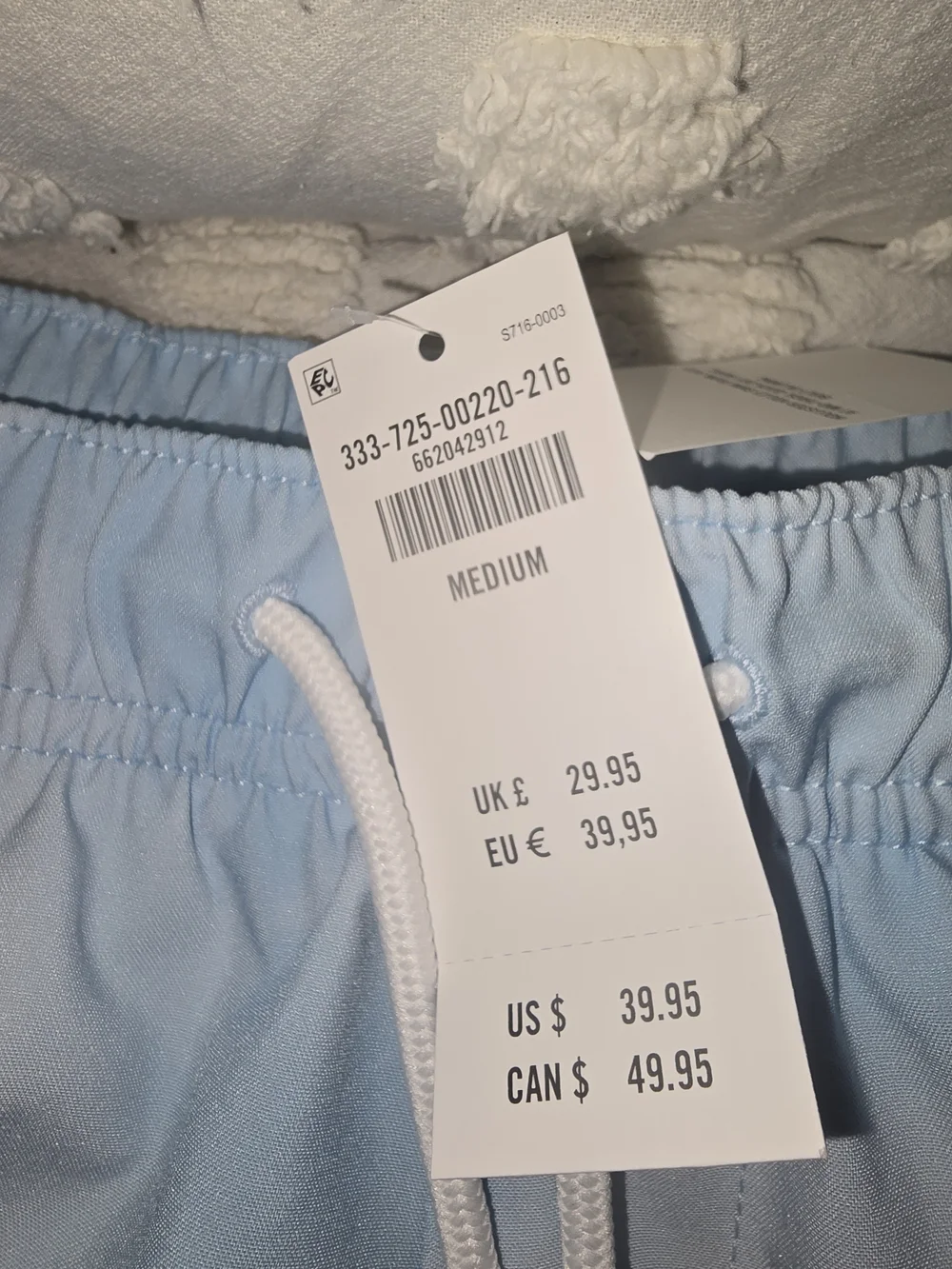 Hollister Men's Pale Blue Elastic Waist Swim Shorts